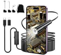 Ruycllo Endoscopio per Smartphone con Luce - Telecamera Endoscopica 8mm 1920 HD, 6 LED, Cavo 5m IP67 - Sonda con Telecamera per Ispezione Tubi, Compatibile Android & iOS, per Auto, Casa, Tubature