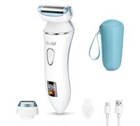 Ruycllo Rasoio Elettrico Donna 2 in 1, Rasoio Intimo Donna e Trimmer Bikini IPX7 Impermeabile, Trimmer Intima con Display LED per Gambe, Ascelle e Zona Intima con Custodia da Viaggio