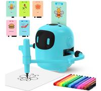 Ruycllo Robot da Disegno Interattivo per Bambini - Giocattolo Educativo con 100 Schede e Penna, Voce in Inglese, USB Type-C, Ricaricabile, per Apprendimento e Regalo Bambini 3-10 Anni (Blu)