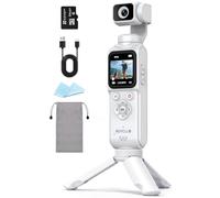 Ruycllo Vlog Camera, Action Cam 4K Stabilizzata con Gimbal - Touchscreen 64MP con Scheda 64GB, Stabilizzazione a 2 Assi, Tracciamento di Oggetti, Microfono Incluso, Fotocamera Digitale per Vlog