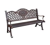 ruyi-1986 Panca per esterni 140 cm panca da terrazza esterna con schienale e braccioli, panca da giardino in alluminio pressofuso