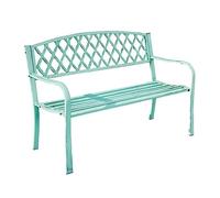ruyi-1986 Panca per esterni e esterni, panchine da terrazza, vintage in metallo, sedie decorative da giardino e terrazza, mobili da giardino, panca da patio (blu)
