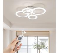 RUYI Lampadario LED Soffitto, Lampadario Cucina Bianca Dimmerabile 2800-7000K, 4 Anello Design lampadario Camera da Letto con Telecomando,Adatto per Sale,Cucine,Corridoi e Sale da Pranzo, 48W