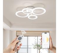 RUYI Plafoniera led soffitto, 48W plafoniere da soffitto dimmerabile 2800-7000K, 4 anello design lampadario camera da letto con telecomando E l'app,adatto per sale,cucine,corridoi e sale da pranzo