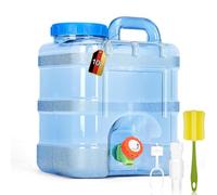 RUYI Tanica per acqua con rubinetto e tappo a vite, tanica per acqua potabile da campeggio, senza BPA, serbatoio portatile con manico per roulotte, picnic, escursionismo, blu trasparente