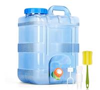 RUYI Tanica per acqua da 15 l, con rubinetto e tappo a vite, tanica per acqua potabile, senza BPA, serbatoio portatile con manico per roulotte, picnic, escursioni, blu trasparente, 24 * 24 * 38 cm