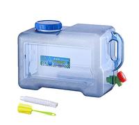 RUYI Tanica per acqua da 18 l, con rubinetto e tappo a vite, tanica per acqua potabile, senza BPA, serbatoio portatile con manico per roulotte, picnic, escursioni, blu trasparente, 41 * 26,4 * 23 cm