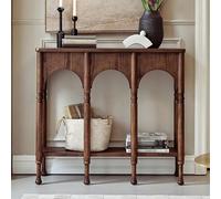 RUYICZB Consolle Stretta con Ripiano Inferiore, Tavolino da Ingresso in Legno con Design Ad Arco, Piccoli Tavolini da Ingresso con Gambe in Stile Romano per Il Soggiorno,Walnut,100cm