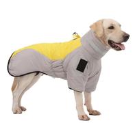 RUYICZB Giacca per Cani per Il Tempo Freddo, Impermeabile Giubbotti Riflettente Cani Cappotto Caldo, Gilet Invernale per Cani di Taglia Media E Grande Abiti Vestiti,Giallo,4XL