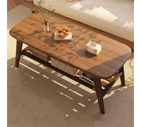 RUYICZB Rechteckiger Couchtisch mit 2 Ebenen, Cocktail-Teetisch Im Landhausstil für Das Wohnzimmer, Moderner Couchtisch Im Landhausstil der Mitte des Jahrhunderts,Walnut
