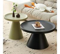 RUYICZB Set Di 2 Tavolini Da Caffè Moderni Impilabili, Tavolini Da Caffè Circolari Moderni, Set Di 2 Tavolini Rotondi, Tavolini Laterali Per Soggiorno, Camera Da Letto, Piccolo Spazio,Green black,L
