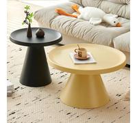 RUYICZB Set Di 2 Tavolini Da Caffè Moderni Impilabili, Tavolini Da Caffè Circolari Moderni, Set Di 2 Tavolini Rotondi, Tavolini Laterali Per Soggiorno, Camera Da Letto, Piccolo Spazio,Black yellow,L