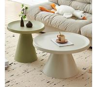 RUYICZB Set Di 2 Tavolini Da Caffè Moderni Impilabili, Tavolini Da Caffè Circolari Moderni, Set Di 2 Tavolini Rotondi, Tavolini Laterali Per Soggiorno, Camera Da Letto, Piccolo Spazio,Green white,L