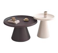 RUYICZB Set Di 2 Tavolini Da Caffè Per Soggiorno, Set Di 2 Tavolini Caffè Rotondi Impilabili, Piccoli Circolari Per Piccoli Spazi, Camera Da Letto, Studio, Hotel, Ristorante,Black and white