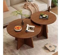 RUYICZB Tavolini Da Centro in Legno Per Soggiorno, Tavolo Pranzo Rotondo Moderno, Tavolino Laterale in Stile Fattoria Per Camera Da Letto, Studio, Hotel,Walnut,60 * 38and40*48cm