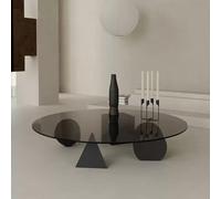 RUYICZB Tavolino da caffè con Piano in Vetro, Tavolino da caffè Rotondo con Base Geometrica in Metallo, Tavolino Centrale in Vetro con Contenitore, Tavolini Centrali Circolari,Nero,80cm