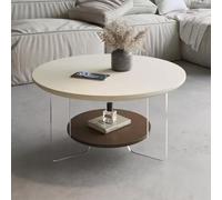 RUYICZB Tavolino da caffè in Legno A 2 Ripiani con Contenitore, Tavolino da caffè Rotondo con Gambe in Acrilico, Tavolino Centrale Piccolo con Piano in Legno,70cm