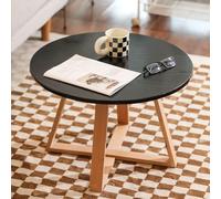 RUYICZB Tavolino Da Caffè Rotondo Moderno, Tavolini Laterali Circolari in Legno, Tavolino Da Caffè Centrale Per Soggiorno, Tavolini Laterali Rotondi Per Piccoli Spazi, Camera Da Letto,Nero,80