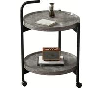 RUYICZB Tavolino Laterale A 2 Livelli Con Ruote, Tavolini Da Soggiorno Con Spazio Di Archiviazione, Carrello Da Cucina Mobile, Tavolini Per L'arredamento Della Casa, Divano, Camera Da Letto,Grigio