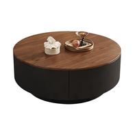 RUYICZB Tavolino Rotondo in Legno Con Cassetti, Tavolino Moderno Per Soggiorno, Tavolini Rotondi in Legno Stile Fattoria Con Contenitore, Tavoli Rotondi Da Ufficio Per Piccoli Spazi,Nero,70cm