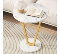 RUYICZB Tavolino Rotondo Moderno Di Metà Secolo, Piccoli Tavolini Rotondi in Marmo, Tavolini Con Struttura in Metallo, Tavolino Circolare Moderno Per Camera Da Letto, Soggiorno,White gold marble