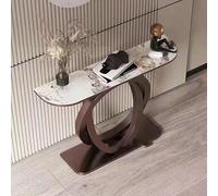 RUYICZB Tavolo Consolle Stretto con Gambe Geometriche in Metallo, Tavolini da Ingresso con Piano in Ardesia, Tavolo da Divano Alto E Stretto Dietro Il Divano per Ingresso,Brown Gray,100cm