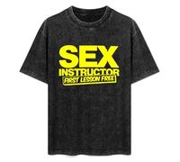 ruyin Sex Instructor Funny Creative Mens Men T Novelty Short Sleeve O Neck Cotton Casual Top Tee T-Shirt Black 3XL