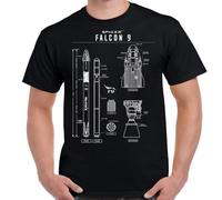 ruyin Spacex Falcon 9 Blueprint T-Shirt for Mens T-Shirt Black L