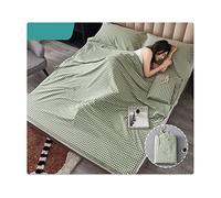 RUZGAR Sacco a Pelo Matrimoniale Sacchi a Pelo Estivi Sacco a Pelo Leggero e Compatto in 100% Cotone Motivo a Righe a Quadri Sacco Nanna for Viaggi in Hotel (Color : Green, Size : 180x210cm-70x82)