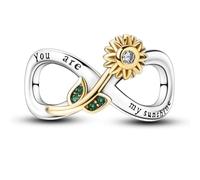 Ruzister 1 Ciondolo in Rame con Rivestimento in Argento 925 a Forma di Girasole, Bead Charms per Donne, Bracciale Charm Italiano