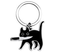 Ruzister Portachiavi a forma di gatto nero per coppia di gatti, divertente cestino di Halloween, regalo di Natale per gli amanti dei gatti, ragazzi adolescenti, Nero , L