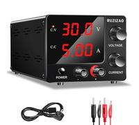 RUZIZAO Alimentatore da Banco 30V 5A, Alimentatore da Laboratorio Regolato con Manopola Encoder e LED Display a 3 Cifre, Mini Alimentatore Banco Regolabile, Alimentazione DC Regolabile da Banco