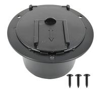 RV Cord Cover - PE Black Round Lid With 3 Screws, Cable Pass Through, Secure Wire Management | RV Wire Organizer For Trailer, Yacht, Boat, Truck, Outdoor, Power Cord Protection, Storage