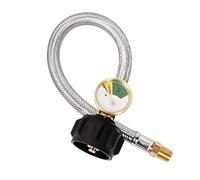 RV Gas Hose with Pressure Gauge, Mobile Home Gas Line, 15-Inch Leak Proof Connector, Accurate Easy to Read Gauge, Flexible Strong Design for Tight Spaces, Camping, Cookware, Mobile Home Owners Use