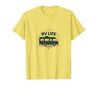 RV Life: Viaggio panoramico su Strada Avventura Camping Maglietta, Uomo, Limone, L