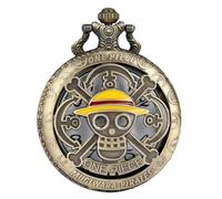RV Mart Anime One Piece Rufy Skull orologio da tasca antico vintage classico retrò metallo portachiavi portachiavi per auto moto portachiavi