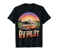 RV Pilot Vintage Camper Van Tramonto Maglietta