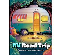 RV Road Trip Coloring Book For Adults With Charming Camper Vans Scene