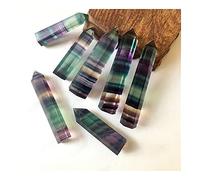 RVBLRDSE 1 pezzo di cristallo naturale fluorite colorato a strisce di quarzo cristallo di quarzo punta obelisco bacchetta esagonale pietre grezze e minerali cristallo di quarzo (colore: 2-3 cm)