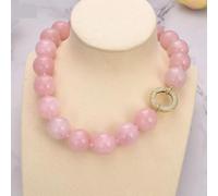 RVBLRDSE 18'' 20mm Rose Quartz Crystal Chokers Necklace Clasp