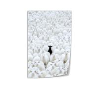 RVBLRDSE Black Sheep Among White Sheep Art Print, Dramatic Oil Painting Style Canvas Poster, Motivational Wall Decor for Study Room and Bedroom Inspiration(Framed,12x18inch(30x45cm))