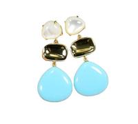 RVBLRDSE Blue Triangle Shape Dangle White Sea Shell Studs Earrings