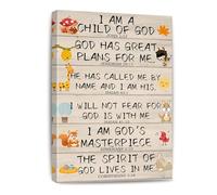 RVBLRDSE Christian Room Decor, I Am A Child Of God Canvas Wall-Art with 1 John 3:1 for Nursery, Preschool and 's Bedroom(Unframed,16x24inch(40x60cm))