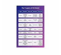 RVBLRDSE Computer Networking OSI Model Seven Layers Infographic Poster Canvas Print Reference Chart IT Classroom Decor Cybersecurity Office Wall-Art Gift(Unframed,16X24inch(40X60cm))