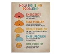 RVBLRDSE How Big Is My Problem Coping Skills Mental Health Retro Poster Canvas Wall-Art for Bedroom(Framed,16x24inch(40x60cm))