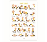 RVBLRDSE Interactive Kids Yoga Poster: Laminated Pose Diagram for Home Practice, Color-Coded Poses with Affirmations for Boosting Confidence & Calm(Framed,12x18inch(30x45cm))