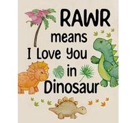 RVBLRDSE Rawr I Love You Dinosaur - Cute Wall-Art for Nursery, Toddler Boy's Bedroom, Playroom and School Classroom(Framed,16x24inch(40x60cm))