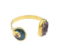 RVBLRDSE Red Tourmaline Amethyst Druzy Quartz Blue Cat eye Coin Bangle Bracelet For Women Lady Jewelry