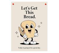 RVBLRDSE Retro Cartoon Office Poster, Let's Get This Bread Motivational Quote, Vintage Wall-Art for Modern Workspace(Framed,16x24inch(40x60cm))