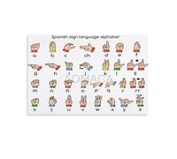 RVBLRDSE Spanish ABC Sign Language Poster for - Sign Language Educational Chart, Nursery Wall-Art for Toddler Learning, Classroom Decor for Preschool(Framed,08x12inch(20x30cm))